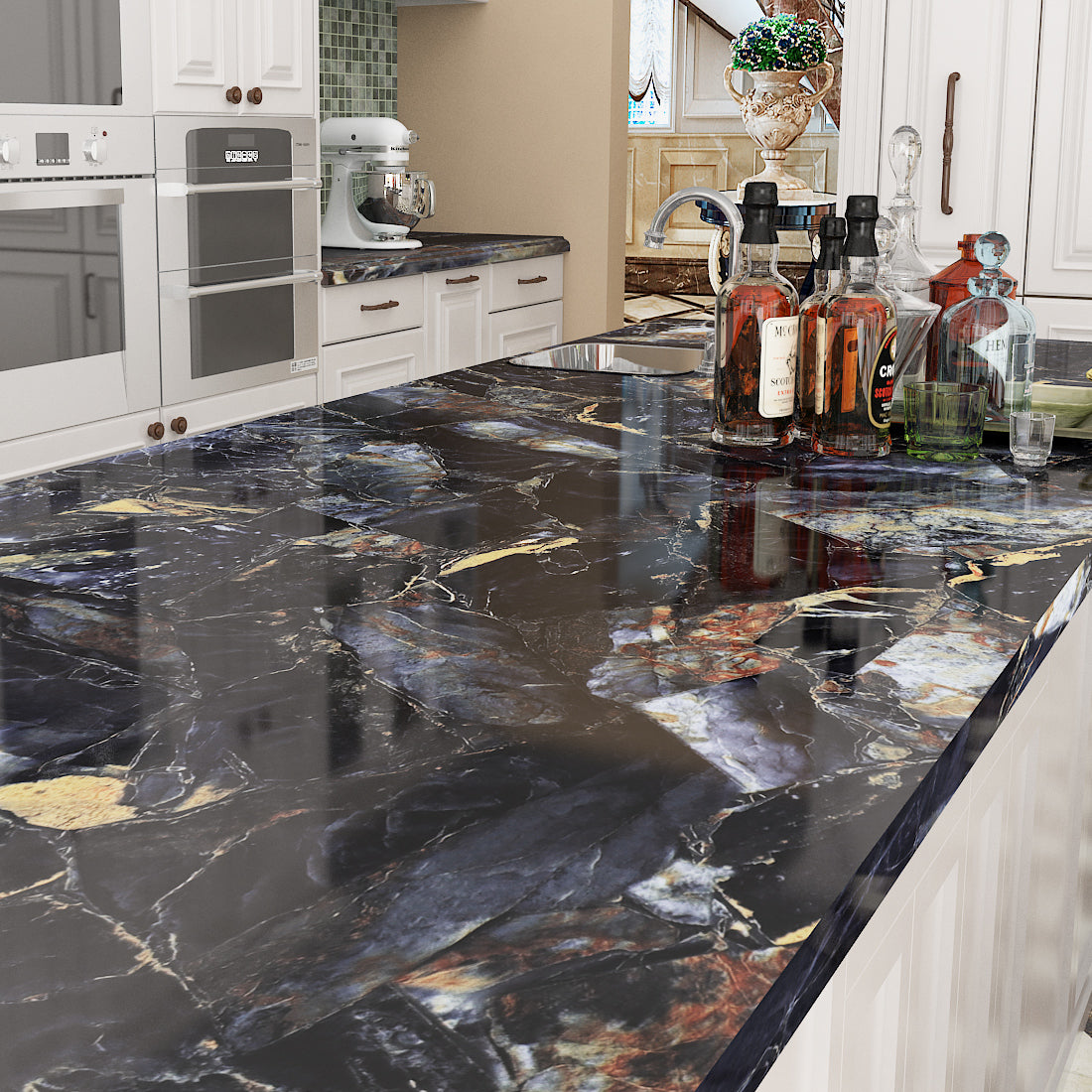 Livelynine Gold Marble Contact Paper Peel and Stick Countertops for Kitchen Table Desk Counter Top Covers Self Adhesive Wallpaper for Bathroom Sink