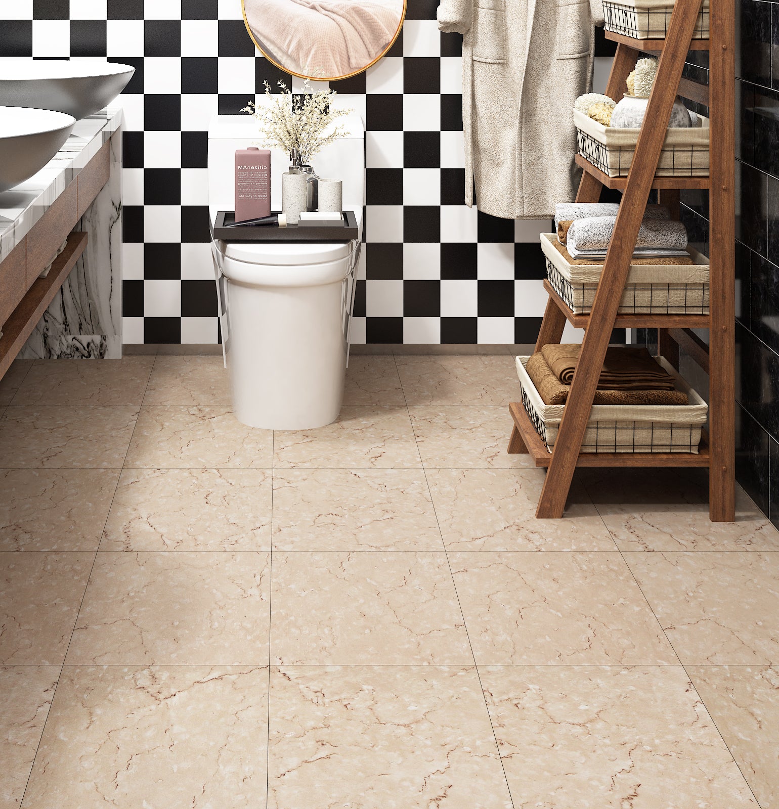 Livelynine Floor Tiles Peel and Stick Waterproof Vinyl Flooring Sheet